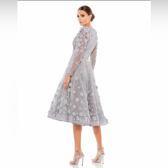 Mac Duggal floral lace A-line dress - Picture 2 of 5